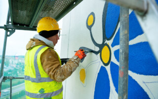 Wstęga Kociewia - Powstaje mural inspirowany haftem kociewskim FOT P Janicki WHITEDRON 2