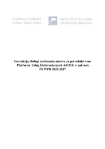 Wstęga Kociewia - Instrukcja obslugi zawierania umowy za posrednictwem PUE ARiMR w zakresie PS WPR 2023 2027 pdf